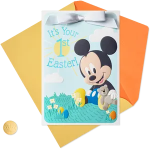 Baby Mickey First Easter Greeting Card PNG Image