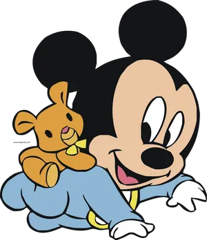 Baby Mickey With Teddy Bear.png PNG Image