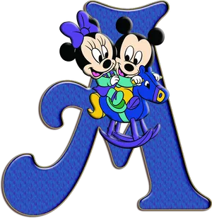 Baby Mickeyand Minnie Rocking Horse PNG Image