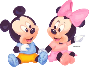 Baby Mickeyand Minnie Together PNG Image