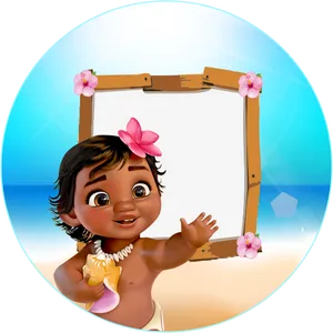 Baby Moana Beach Frame PNG Image