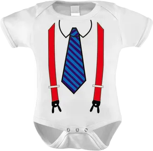 Baby Onesiewith Tieand Suspenders Design PNG Image