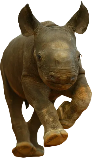 Baby Rhino Charging Isolated Background.png PNG Image