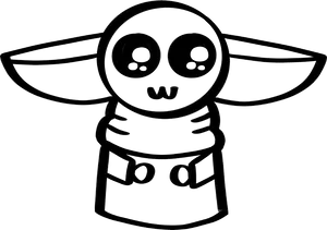 Baby Yoda Outline Drawing PNG Image