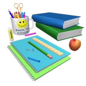 Backto School Supplies3 D Illustration PNG