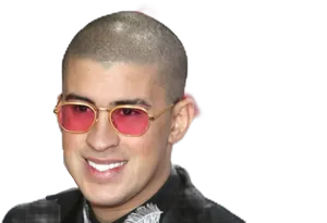 Bad Bunny Red Sunglasses Smiling PNG Image