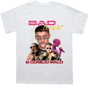 Bad Bunny T Shirt Design PNG Image