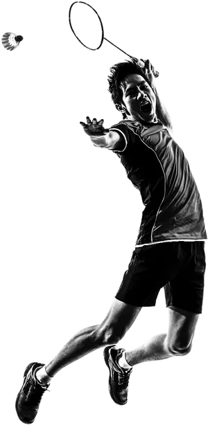 Badminton Player Jumping Smash PNG Image