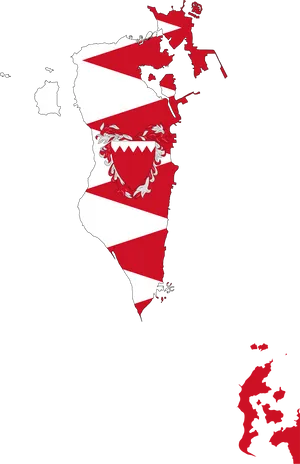 Bahrain Flag Map PNG Image