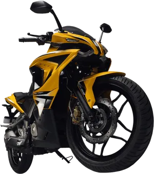 Bajaj Pulsar Yellow Sport Motorcycle PNG Image