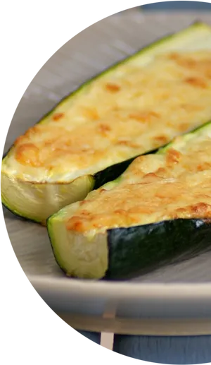 Baked Cheesy Zucchini Halves PNG