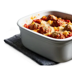 Baked Meatball Pasta Casserole PNG Image