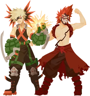 Bakugou Fan Art Dual Personas PNG Image