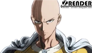 Bald Anime Hero Portrait PNG Image