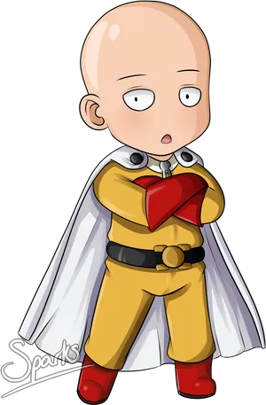 Bald Caped Hero Cartoon PNG Image