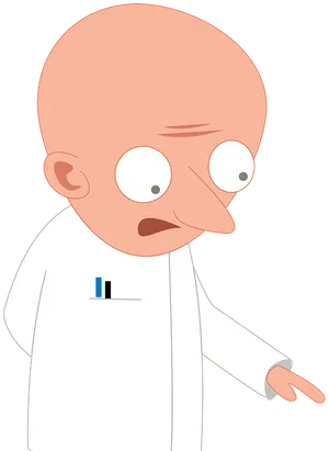 Bald Cartoon Character Pointing PNG Image