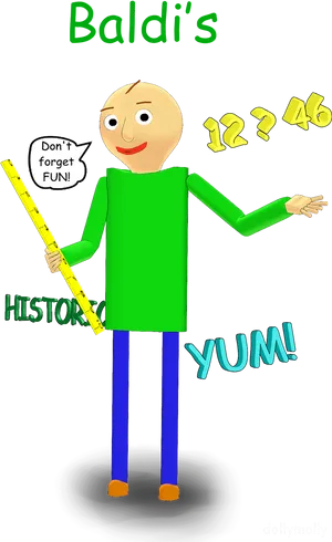 Baldi Cartoon Character Holding Ruler PNG Image