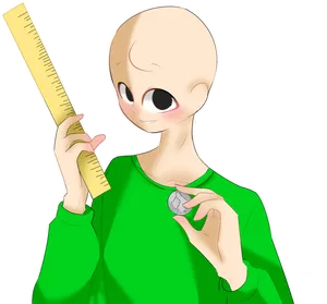 Baldi Cartoon Character Holding Rulerand Coin PNG Image