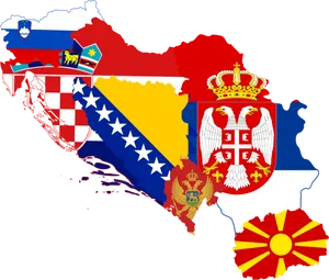 Balkan Countries Coatof Arms Map PNG Image