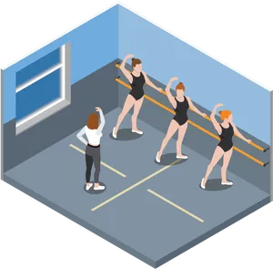 Ballet Class Isometric Illustration PNG