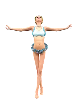 Ballet Dancer In Blue Attire PNG Image