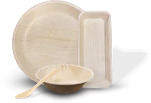 Bamboo Dinnerware Set Eco Friendly PNG Image