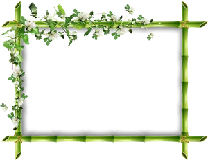 Bamboo Frame Floral Design PNG Image