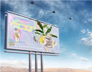 Banana Milk Flavor Billboard Ad PNG Image