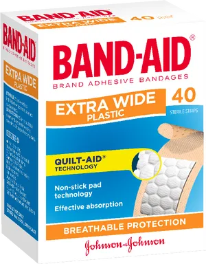 Band Aid Extra Wide Adhesive Bandages Box PNG Image