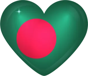 Bangladesh Flag Heart Shaped Graphic PNG Image