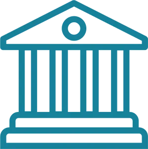 Bank Icon Blue Outline PNG