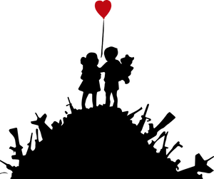 Banksy Childrenand Heart Balloon PNG Image