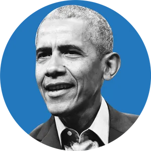 Barack Obama Portrait Blue Background PNG Image