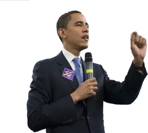 Barack Obama Speakingwith Microphone PNG Image