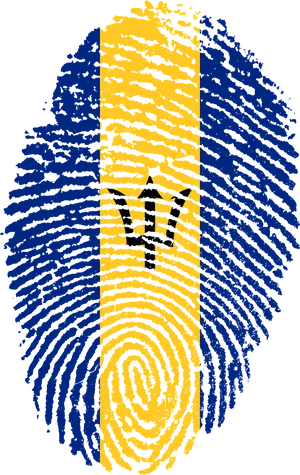 Barbados Fingerprint Flag Art PNG Image