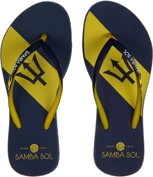 Barbados Flag Themed Flip Flops PNG Image