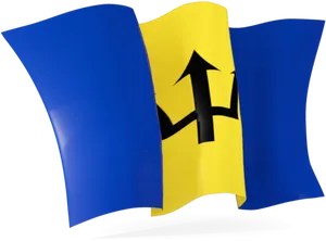 Barbados Flag Waving PNG Image