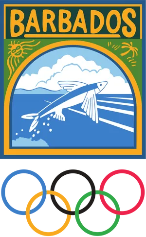 Barbados Flying Fish Olympic Rings Poster PNG Image