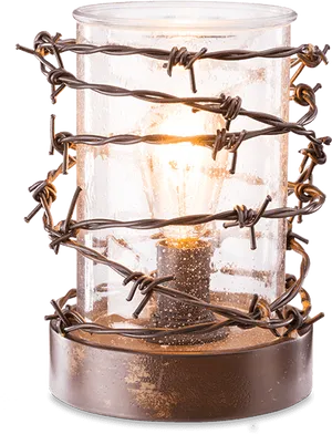 Barbed Wire Wrapped Candle Holder PNG Image