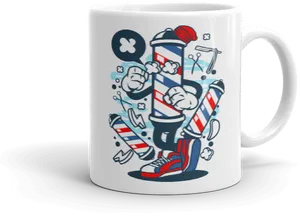 Barbershop Themed Mug Design PNG Image