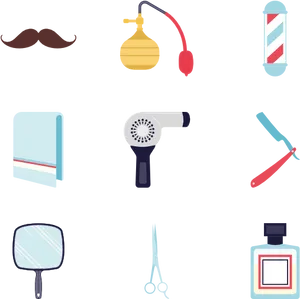 Barbershop Tools Icons PNG Image