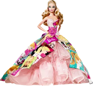 Barbie Dollin Designer Gown PNG Image