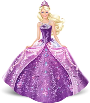 Barbie Princessin Sparkling Purple Gown PNG Image