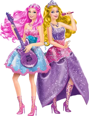 Barbie Rockstarand Princess PNG Image