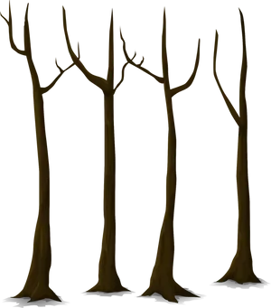 Bare Tree Trunks Illustration PNG Image