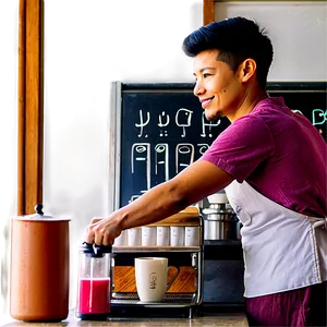 Barista In Coffee Shop Png Guj PNG Image