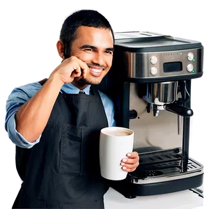 Barista With Coffee Machine Png Ttp PNG Image