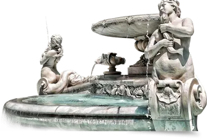 Baroque Style Sculptural Fountain PNG Image