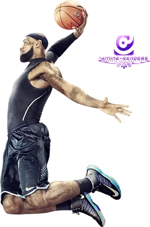 Basketball Dunk Pose Leap PNG Image