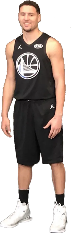 Basketball Playerin Black Uniform PNG Image